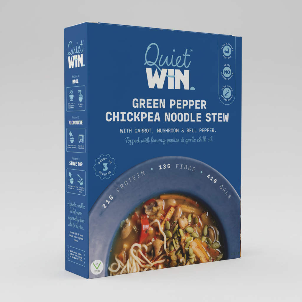 Green Pepper Lentil Chickpea Noodle Stew